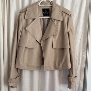 Bagatelle Faux Leather Women's Beige Trench Coat